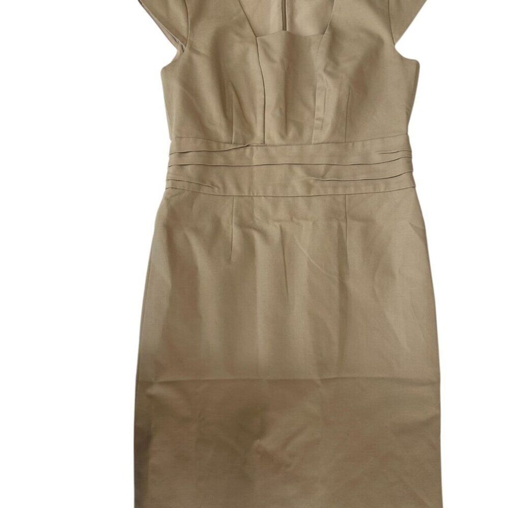 Banana Republic Tan Cap Sleeve Straight Midi Straight Office Dress size 8 Petite